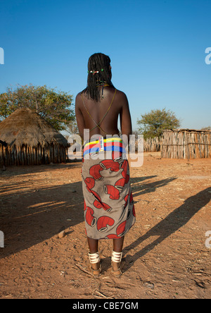 Femme Mucawana dans le village de Mahine, Angola Banque D'Images