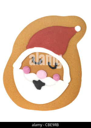 Croustillant d'épice de Noël traditionnel à la décoration de biscuits de fantaisie, isolé contre l'arrière-plan blanc, avec chemin de détourage et aucun peuple Banque D'Images