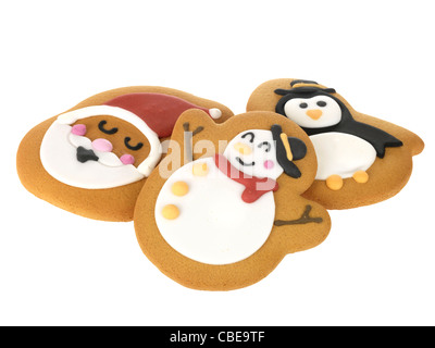 Croustillant d'épice de Noël traditionnel à la décoration de biscuits de fantaisie, isolé contre l'arrière-plan blanc, avec chemin de détourage et aucun peuple Banque D'Images