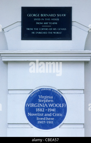 Blue Plaque, Virginia Woolf et George Bernard Shaw, 29 Fitzroy Street, London Banque D'Images