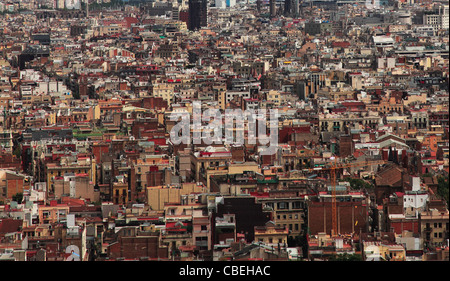 Des images aériennes bâtiments surpeuplées dans une grande ville Européenne (Barcelone, Espagne). Banque D'Images
