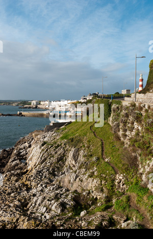 Avis de Plymouth Hoe dont smeaton's tower Banque D'Images