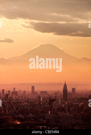 Le Mont Fuji vue depuis le bâtiment Sunshine City à Tokyo (Japon) Banque D'Images