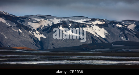 Tungnaarfjoll avec Mt paysage de cendres de l'éruption volcanique en Islande, Grimsvotn Banque D'Images