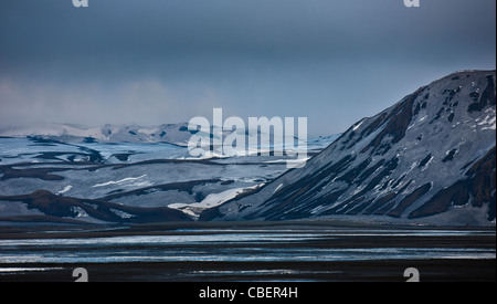 Tungnaarfjoll avec Mt paysage de cendres de l'éruption volcanique en Islande, Grimsvotn Banque D'Images