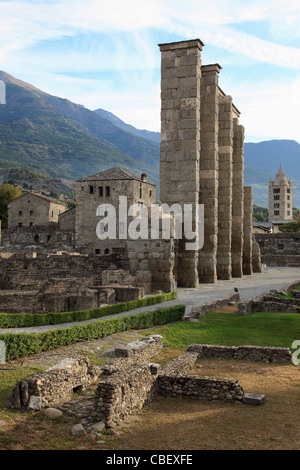 L'Italie, vallée d'Aoste, Aoste, Théâtre Romain, ruines, Banque D'Images