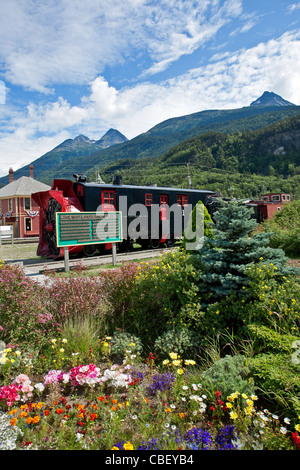 Vieux train chasse-neige de la machine. Parc du centenaire. Skagway. De l'Alaska. USA Banque D'Images