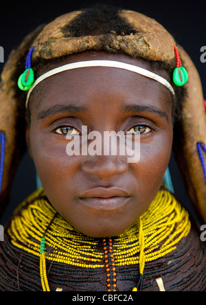 Mwila femme avec un Vilanda Collier, Chibia, Angola Banque D'Images