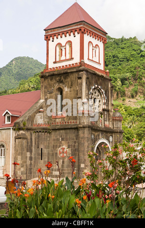 Église catholique romaine de St Marc, la deuxième plus ancienne église de Soufrière, Dominique. Banque D'Images