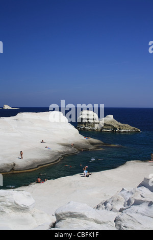 Plage de Sarakiniko à Milos, Grèce Banque D'Images