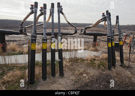 Recueillir des puits de gaz méthane à partir de la décomposition des ordures à Sainte-claire du comté de Smith's Creek d'enfouissement. Banque D'Images