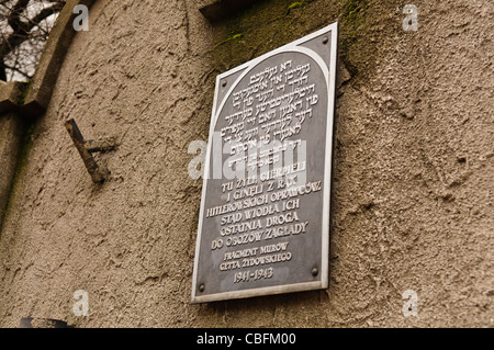 Dernière section du mur autour du ghetto juif de Cracovie Banque D'Images