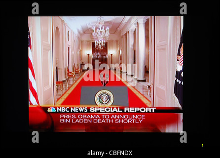 Podium présidentiel à la Maison blanche avant le président américain Barack Obama a annoncé la mort d'Oussama ben Laden Banque D'Images