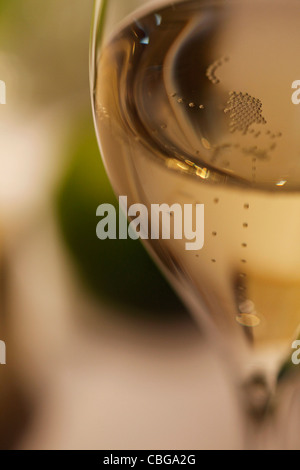 Le verre à champagne avec vue claire de bulles Banque D'Images