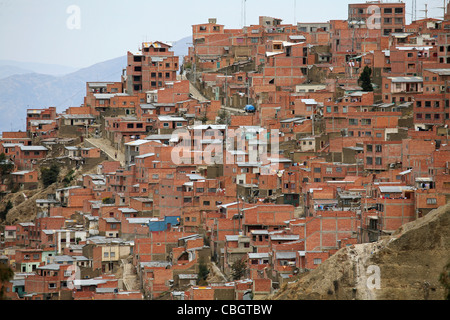 Vue sur le quartier de la ville La Paz sur colline, Bolivie Banque D'Images