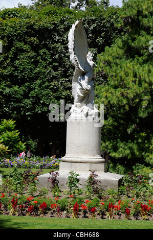 Leconte de Lisle et angel statue dans le jardin du Luxembourg, Paris, France Banque D'Images