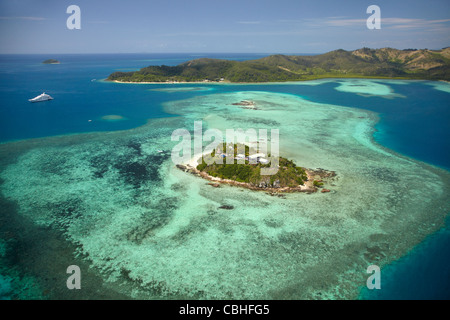 Wadigi Island, Yasawa Islands, Fidji, Pacifique Sud - vue aérienne Banque D'Images