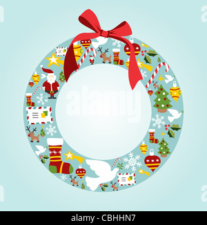 L'icône de Noël couronne situé dans l'arrière-plan de forme. Fichier vecteur disponible. Banque D'Images