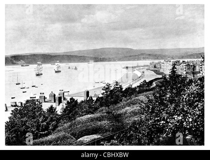 Station balnéaire de la ville portuaire d'Exmouth Devon, Angleterre de l'Est River Exe voile navire cuirassé navire marchand de la marine de l'estuaire du port Banque D'Images