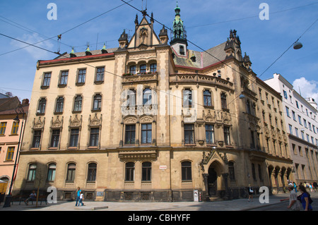 Coin de Jakubska et Rasinova, dans le centre de la ville de Brno Moravia République Tchèque Europe Banque D'Images