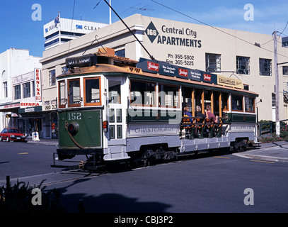 Boucle de la ville de Christchurch, tramway, île du Sud, Nouvelle-Zélande. Banque D'Images