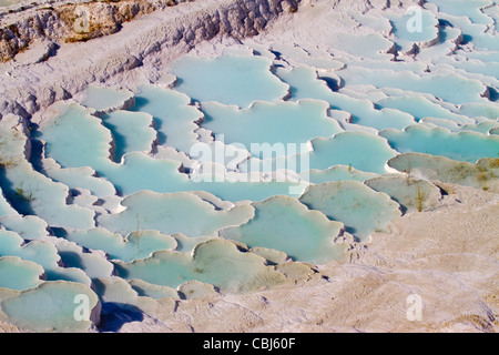 Terrasse travertin formations. Pamukkale. Province de Denizli. L'Anatolie. La Turquie Banque D'Images