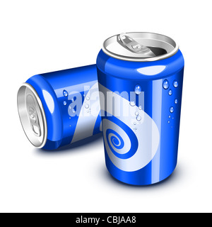 Les canettes de soda bleu, ouvert et fermé Banque D'Images