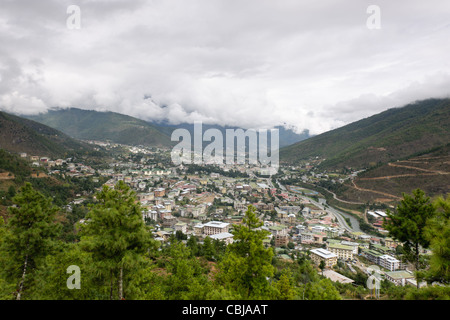 Vue sur Thimphu, Bhoutan Banque D'Images