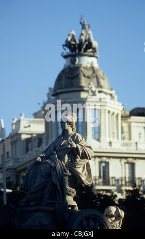 Espagne, Madrid, Plaza de Cibeles Fountain détails. Banque D'Images