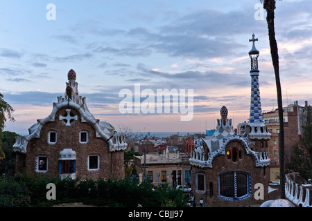 Architecture de Gaudi, le Parc Guell, UNESCO World Heritage Site, Barcelona, Catalunya (Catalogne) (Catalogne), en Espagne, en Europe Banque D'Images