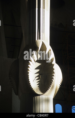 Détail de l'intérieur de la Sagrada Familia, Barcelone, Espagne Banque D'Images