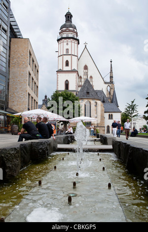 L'église St Thomas Thomaskirche Leipzig, Saxe, Allemagne Banque D'Images