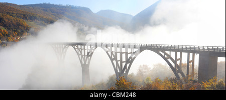 Tara Djurdjevica Bridge est un pont en arc en béton sur la rivière Tara, dans le nord du Monténégro. Il a été construit entre 1937 et 1940 Banque D'Images