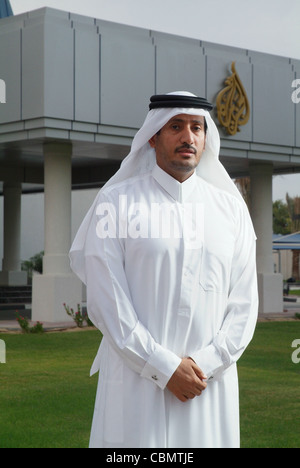 Sheikh Hamad Bin Thamer Al Thani, Président du Conseil de la chaîne satellitaire Al Jazeera à Doha. Banque D'Images