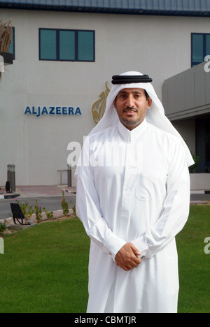 Sheikh Hamad Bin Thamer Al Thani, Président du Conseil de la chaîne satellitaire Al Jazeera à Doha. Banque D'Images