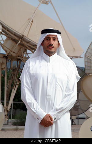 Sheikh Hamad Bin Thamer Al Thani, Président du Conseil de la chaîne satellitaire Al Jazeera à Doha. Banque D'Images