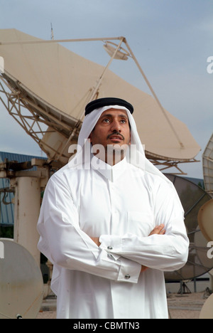 Sheikh Hamad Bin Thamer Al Thani, Président du Conseil de la chaîne satellitaire Al Jazeera à Doha. Banque D'Images