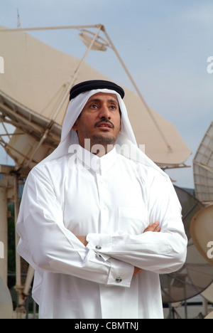 Sheikh Hamad Bin Thamer Al Thani, Président du Conseil de la chaîne satellitaire Al Jazeera à Doha. Banque D'Images