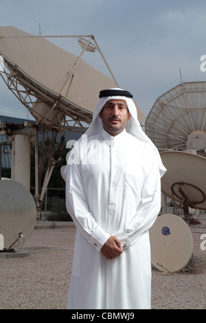 Sheikh Hamad Bin Thamer Al Thani, Président du Conseil de la chaîne satellitaire Al Jazeera à Doha. Banque D'Images