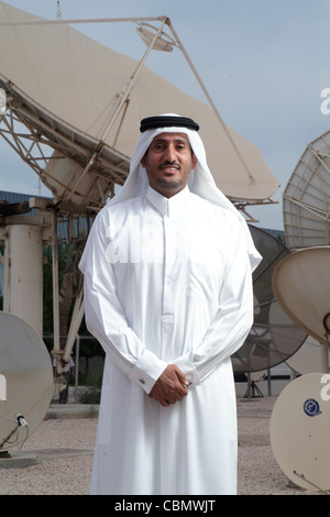 Sheikh Hamad Bin Thamer Al Thani, Président du Conseil de la chaîne satellitaire Al Jazeera à Doha. Banque D'Images