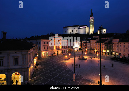 Quartier historique de Piran, Slovénie, péninsule de l'Istrie Banque D'Images