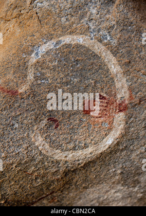 Laas Geel Rock Art des grottes, des peintures illustrant les vaches Somaliland Banque D'Images