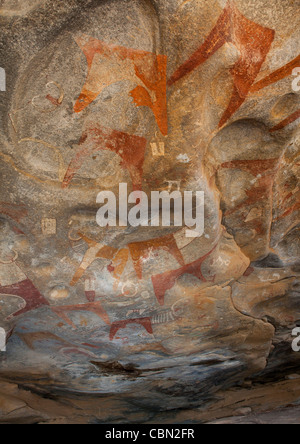 Laas Geel Rock Art des grottes, des peintures illustrant les vaches Somaliland Banque D'Images