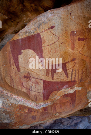 Laas Geel Rock Art des grottes, des peintures illustrant les vaches Somaliland Banque D'Images