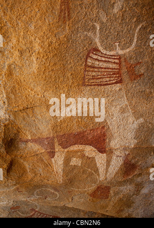 Laas Geel Rock Art des grottes, des peintures illustrant les vaches Somaliland Banque D'Images