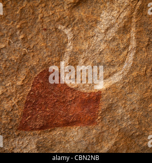 Laas Geel Rock Art des grottes, des peintures illustrant les vaches Somaliland Banque D'Images