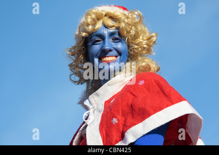 Smiling Santa à Santa Mob Trafalgar Square London 2011 Banque D'Images