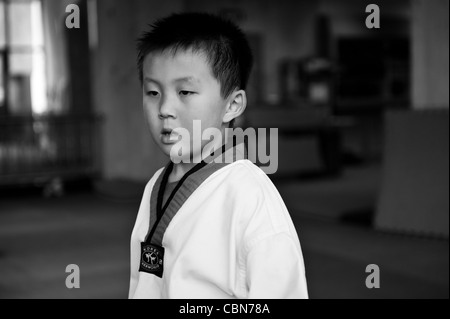 Formation Taekwondo Taekwondo BoTao classe à l'école dans le gymnase de Chaoyang, Beijing Banque D'Images