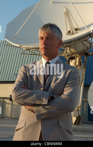 Nigel Parsons, Mging Dir de la nouvelle chaîne de télévision de langue anglaise Al Jazeera International à l'Jazeera paraboles à Doha Banque D'Images