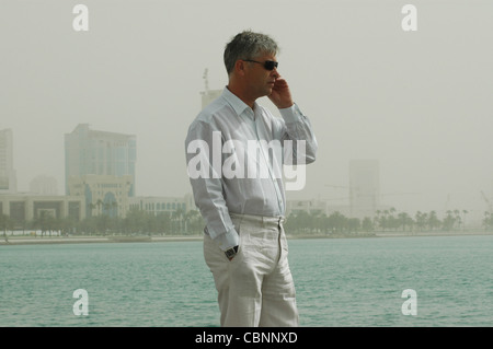 Nigel Parsons, Mging Dir de la nouvelle chaîne de télévision de langue anglaise Al Jazeera International, au bord de Doha. Banque D'Images